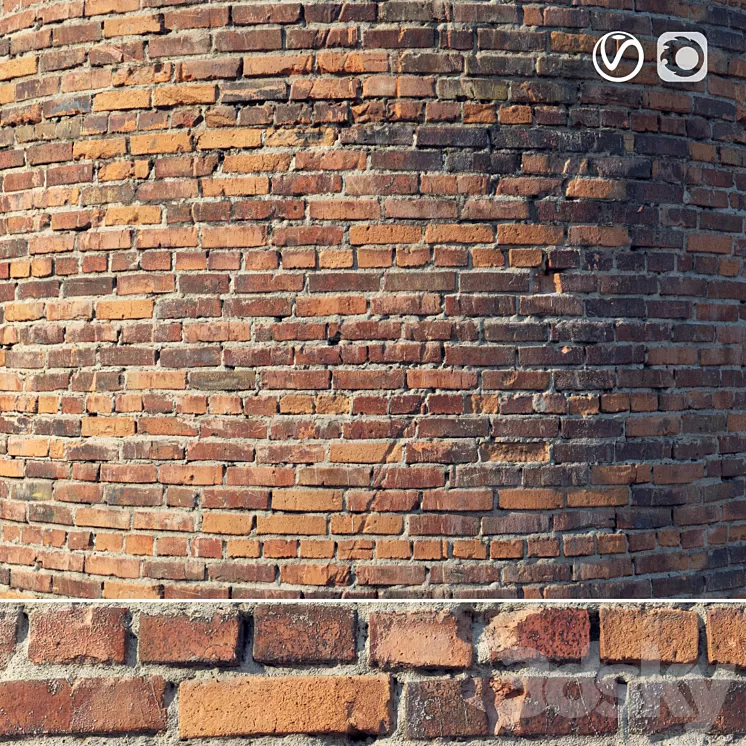 Brick wall with damage (material) 3D Model