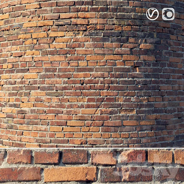 Brick wall with damage (material) 3D Model