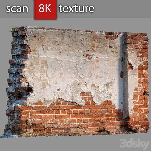 Brick wall with destruction 61 3D Model