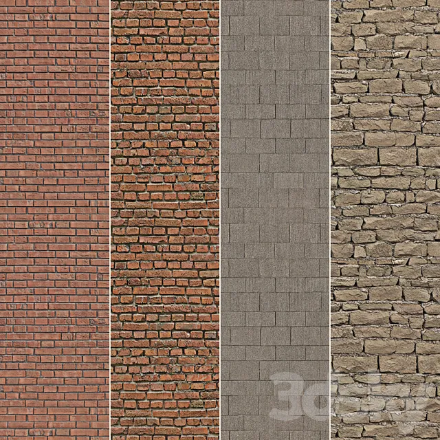 Bricks Set Material 3D Model