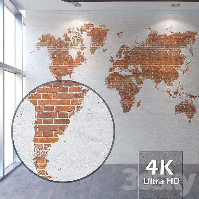 Brickwork 093 world map 3D Model