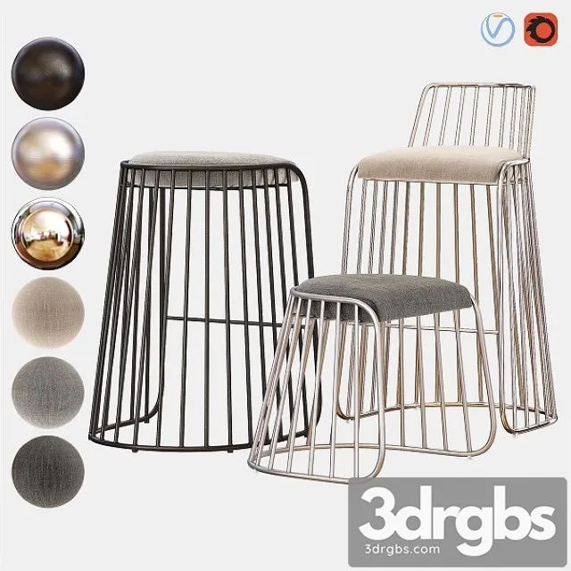 Brides Veil Bar Chair Counter Stool 3D Model Free