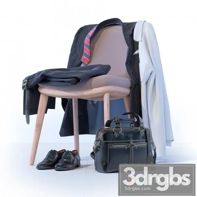 Brief Case Decor Set Chair 3D Model Free