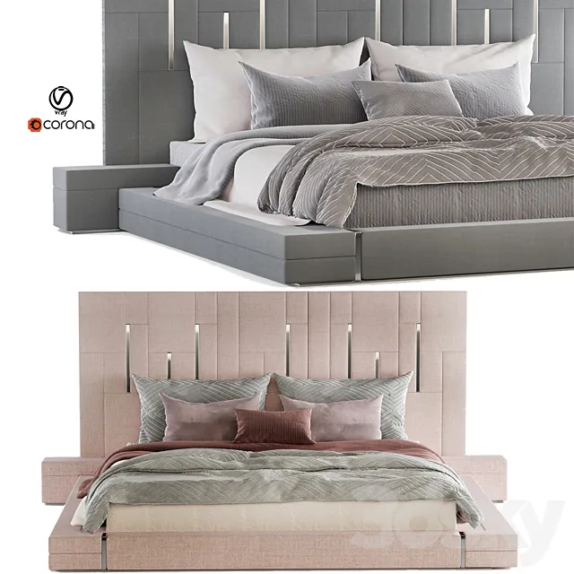 Bright and Sporty Color Bed Set 07 3D Model