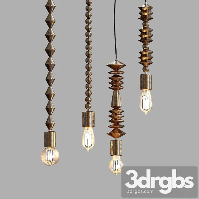 Bright Beads Wooden Lamps by Marz Designs 3D Model Free