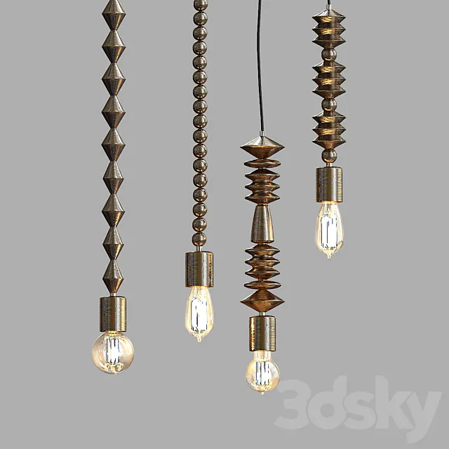 Bright Beads Wooden Lamps by Marz Designs 3DModel