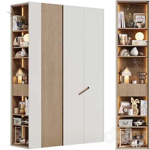 Bright children’s modular wardrobe in a modern minimalism style 14 3D Model