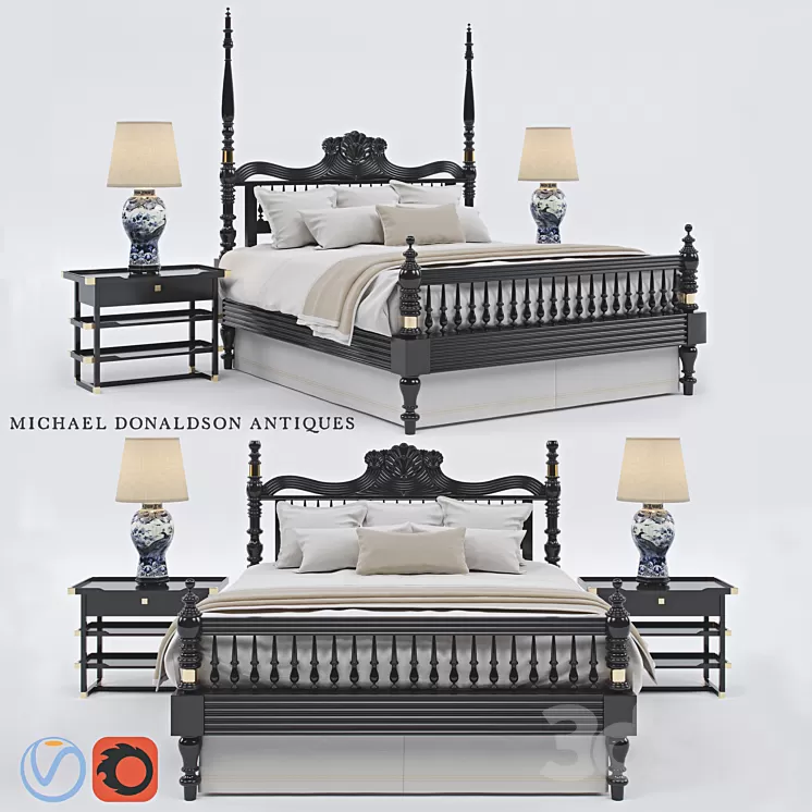 British Colonial Four-Poster Bed By Michael Donaldson Antiques 3D Model