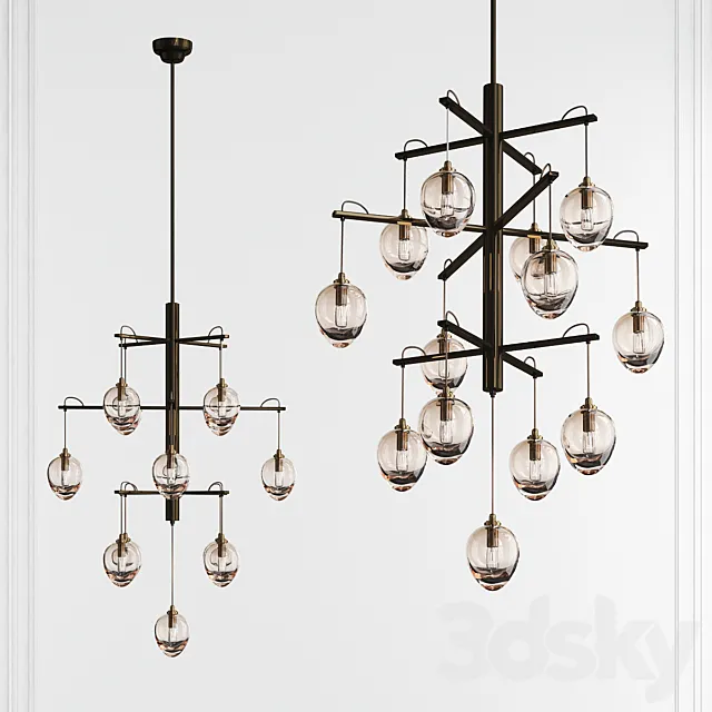 Brixton Gun Metal with Smoked Chrome 13 Light Chandelier by Troy Lighting 3D Model