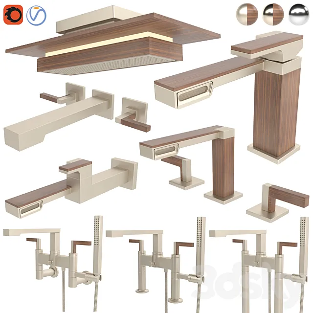 Brizo faucet and shower - Frank Lloyd wright collection 3D Model