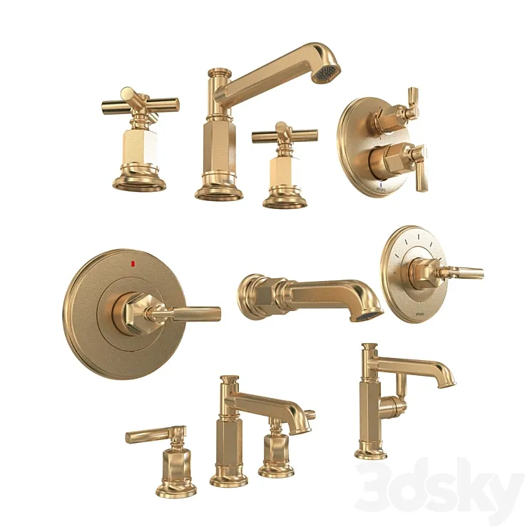 Brizo INVARI Widespread Lavatory Faucet Column Spout Less Handles 3D Model Free