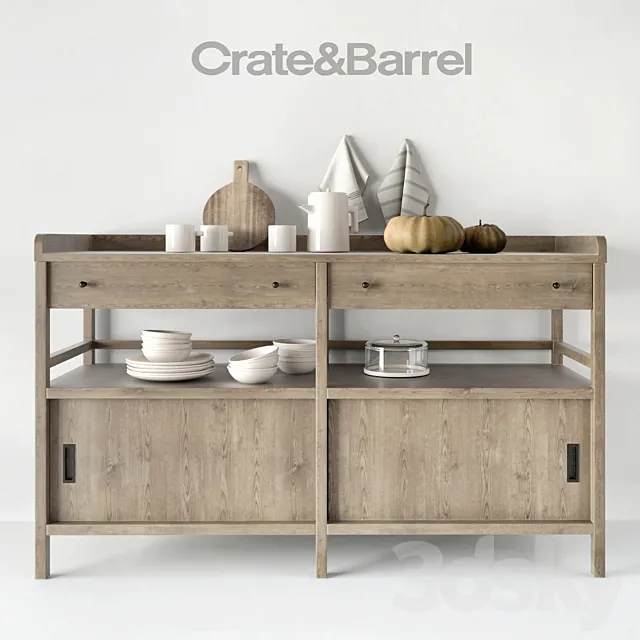 Brookline Grey Sideboard 3D Model