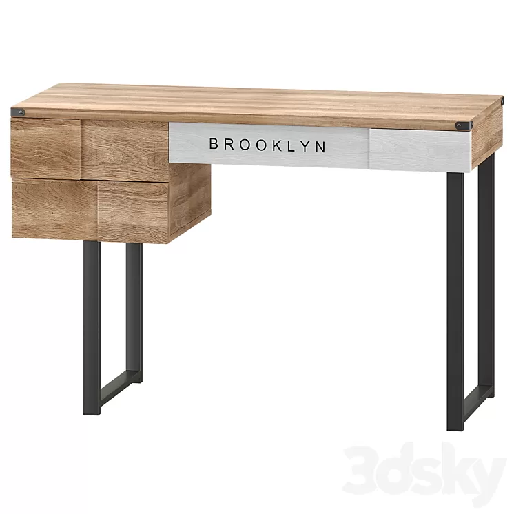 Brooklyn walnut writing desk 3D Model