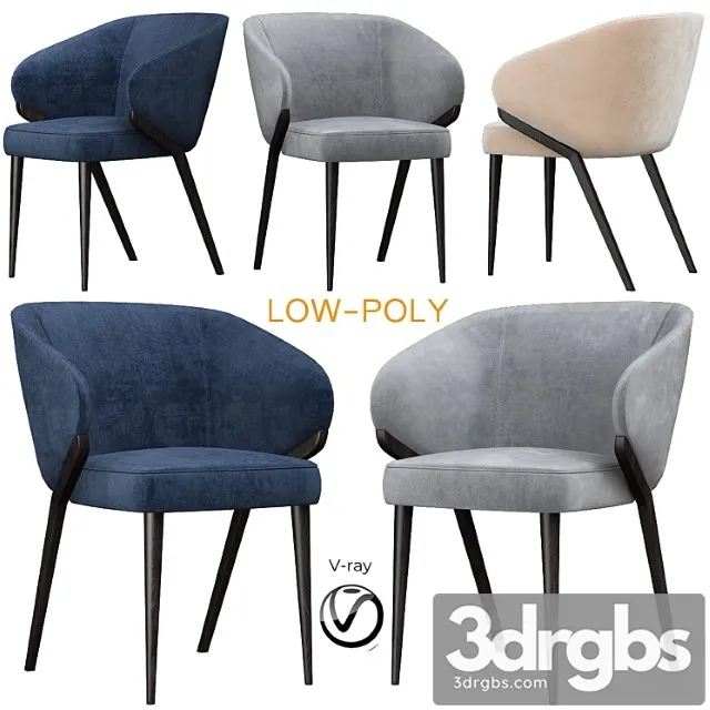 Bross nora dining chair 1530 armchair (low poly) 2 3D Model Free