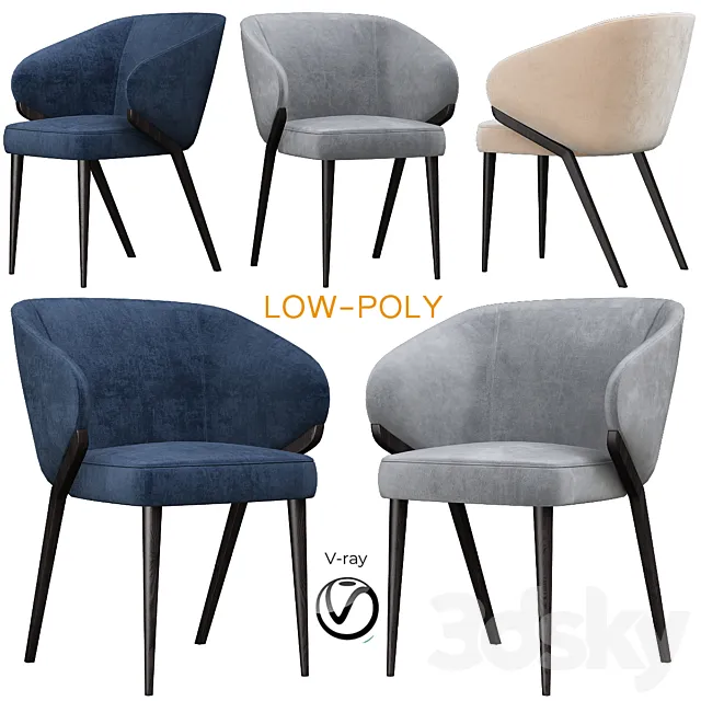 Bross Nora Dining Chair 1530 Armchair (low poly) 3D Model