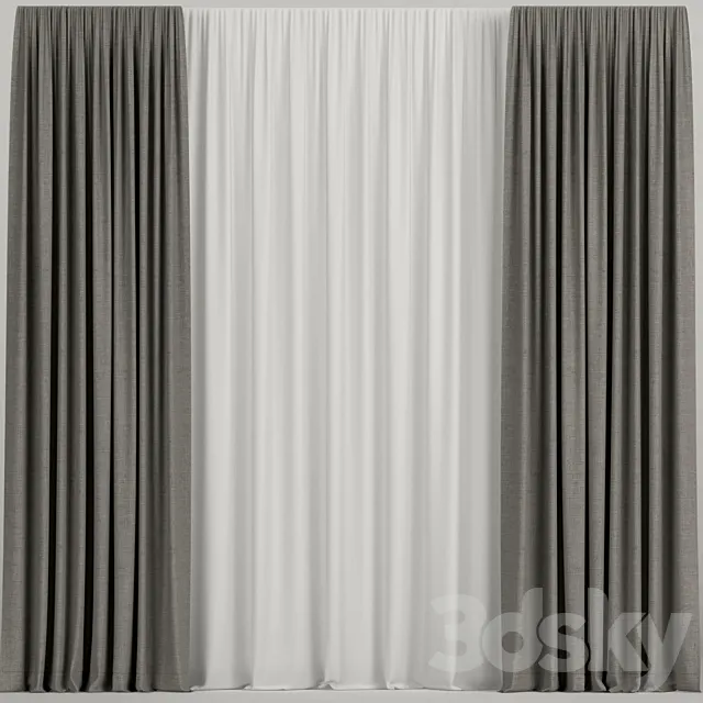 Brown curtains. 3D Model