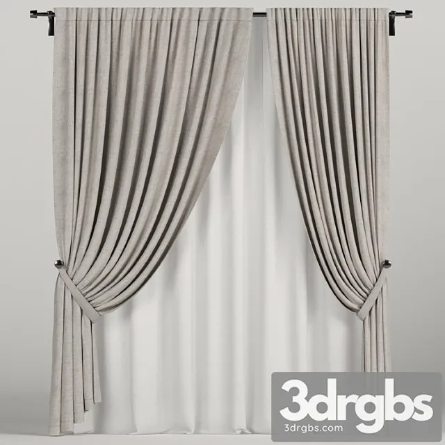 Brown curtains in the background. 3D Model Free