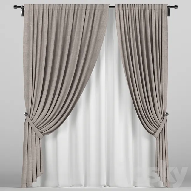 Brown curtains in the wings. 3D Model