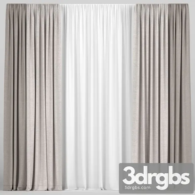 Brown Curtains In Two Colors With Tulle. Free Download