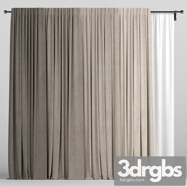 Brown Curtains With Tulle 80 3D Model Free