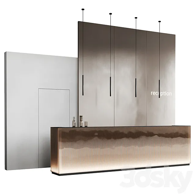 Brown glass reception with backlight 3D Model