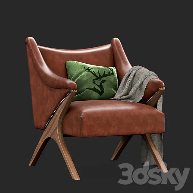 Brown Leather ArmChair 3DModel