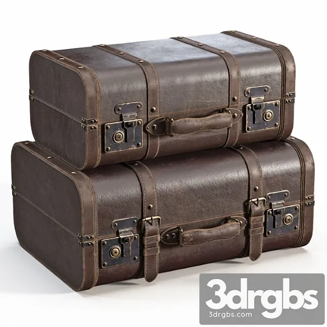 Brown vintage suitcases 3D Model Free