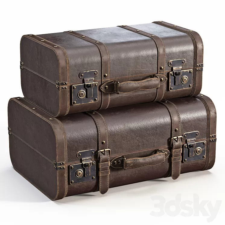 Brown Vintage Suitcases 3D Model