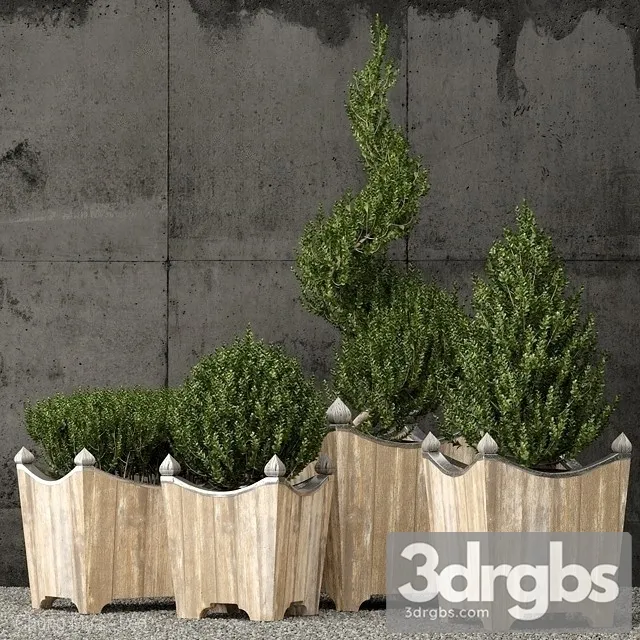 Brugge Salvaged Wood Metal Planters 3D Model Free