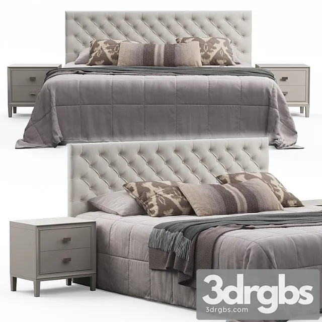 Brunet Contemporary Button Tufted Fabric Queen Headboard Bed 3D Model Free