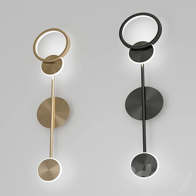 Brushed Gold Black Wall Light 3D Model