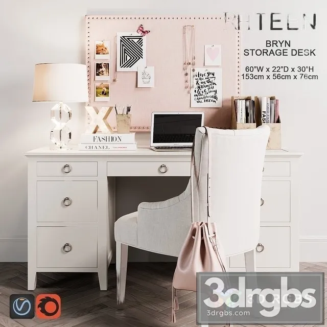 Bryn Storage Desk 3D Model Free
