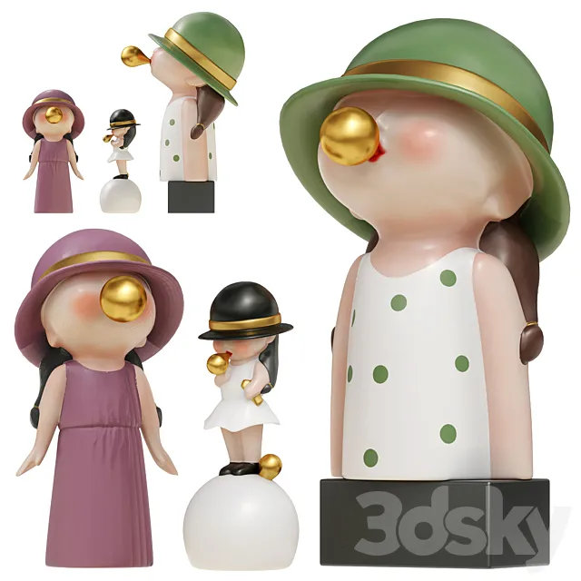 Bubble Blowing Figurine Statue Ⅰ 3D Model