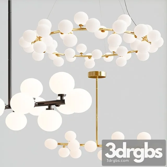 Bubble stik and milk bublle round chandelier collection 3D Model Download