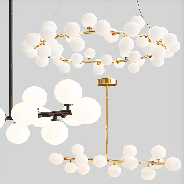 Bubble Stik and Milk Bublle Round Chandelier Collection 3D Model