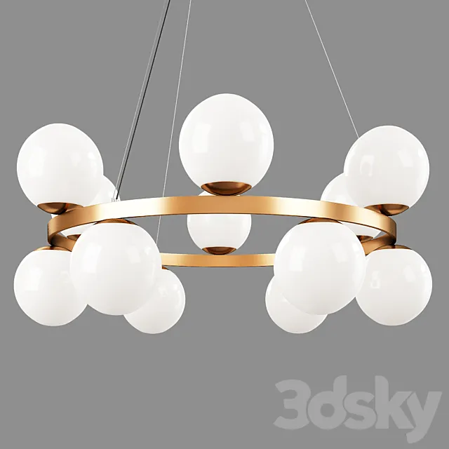 Bubbles brass ring pendant light 3D Model