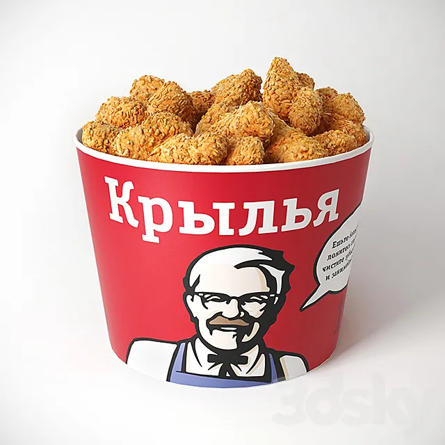 Bucket of chicken wings 3D Model