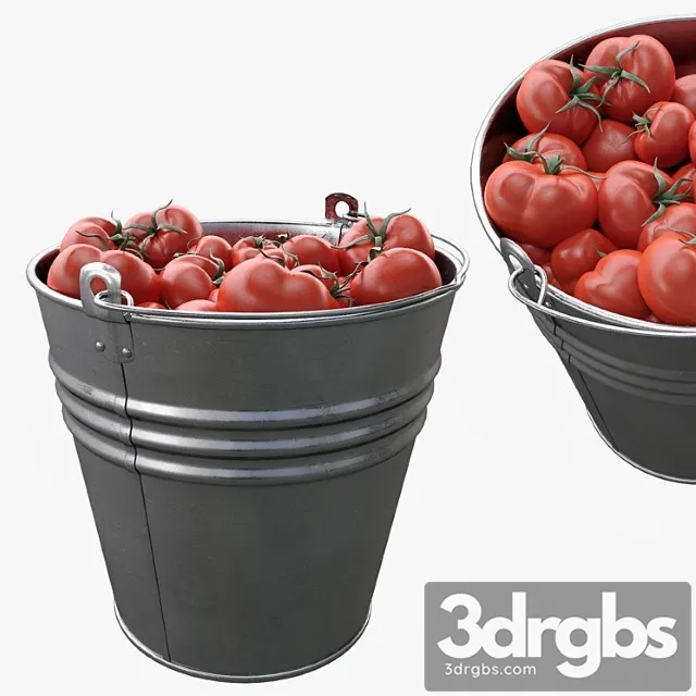 Bucket with tomatoes 3D Model Free
