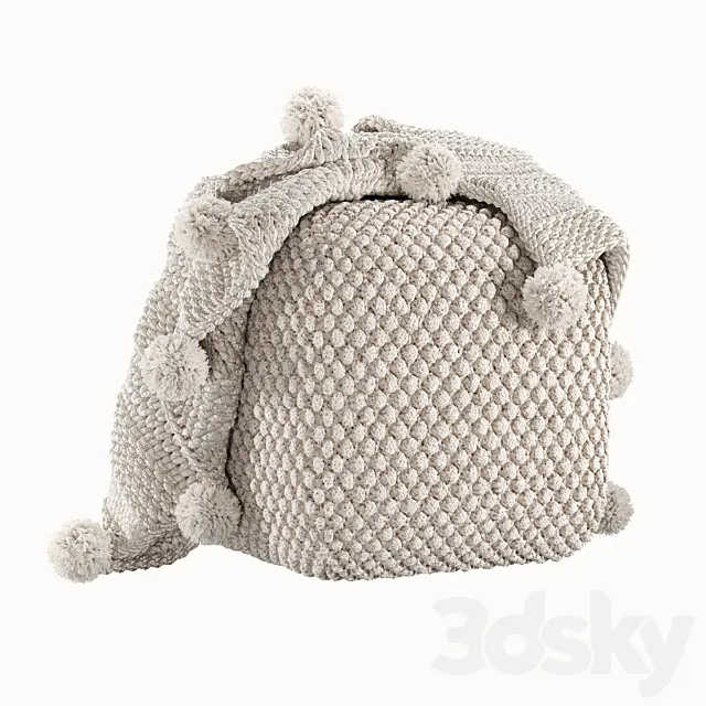Buco pouf. Virka Ivory Throw bedspread 3DModel