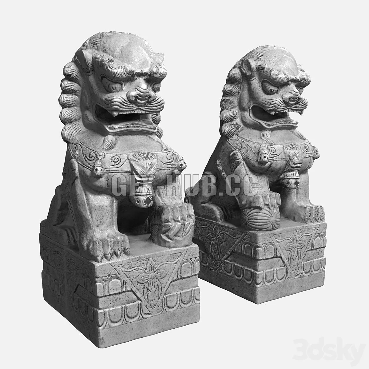 Buddhas Lions 3D Model