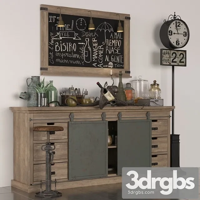 Buffet en manguier massif 2 3D Model Free