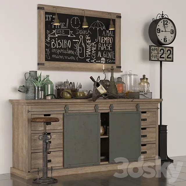 Buffet en manguier massif 3D Model