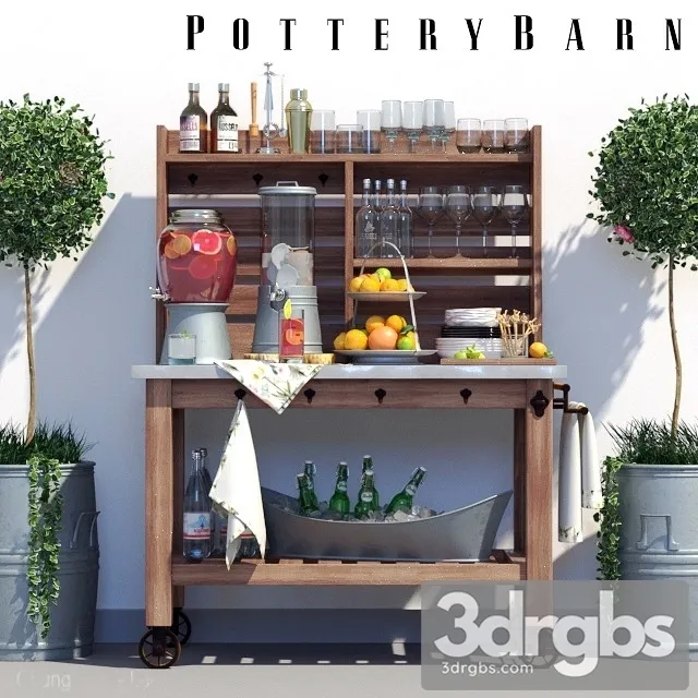 Buffet Pottery Barn Abbott Set 3D Model Free