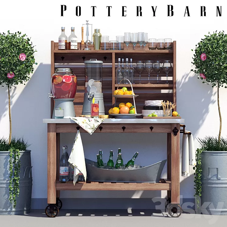 Buffet Pottery Barn Abbott Set 3D Model