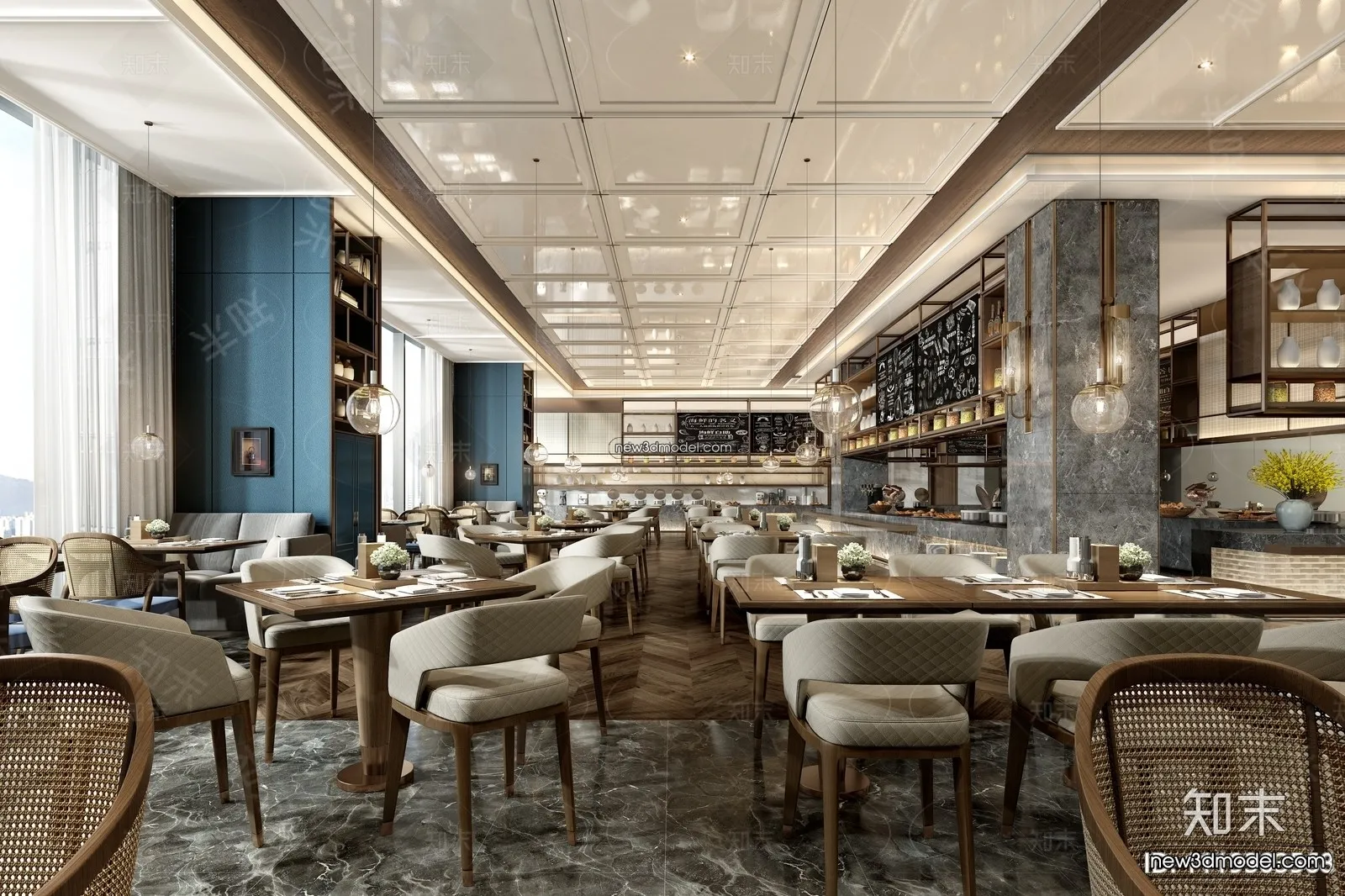 Buffet Restaurant of Hotels 3D Scenes - 3D Blocks - 001