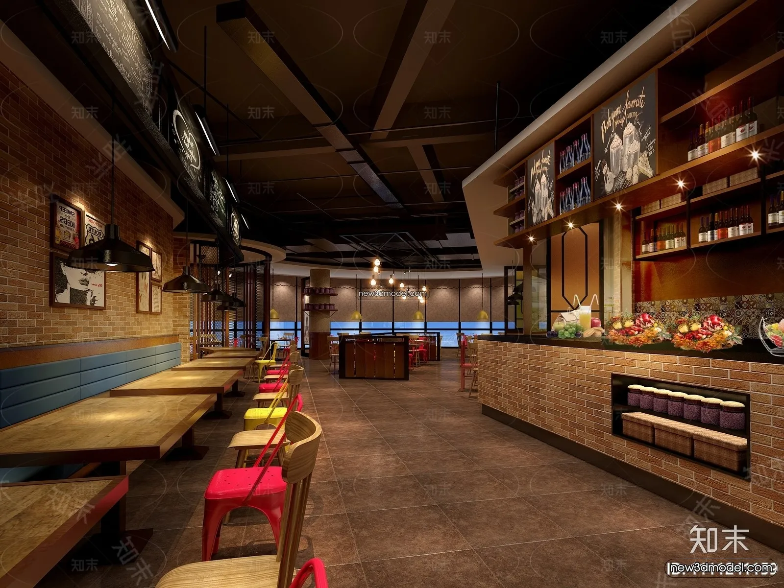 Buffet Restaurant of Hotels 3D Scenes - 3D Blocks - 002