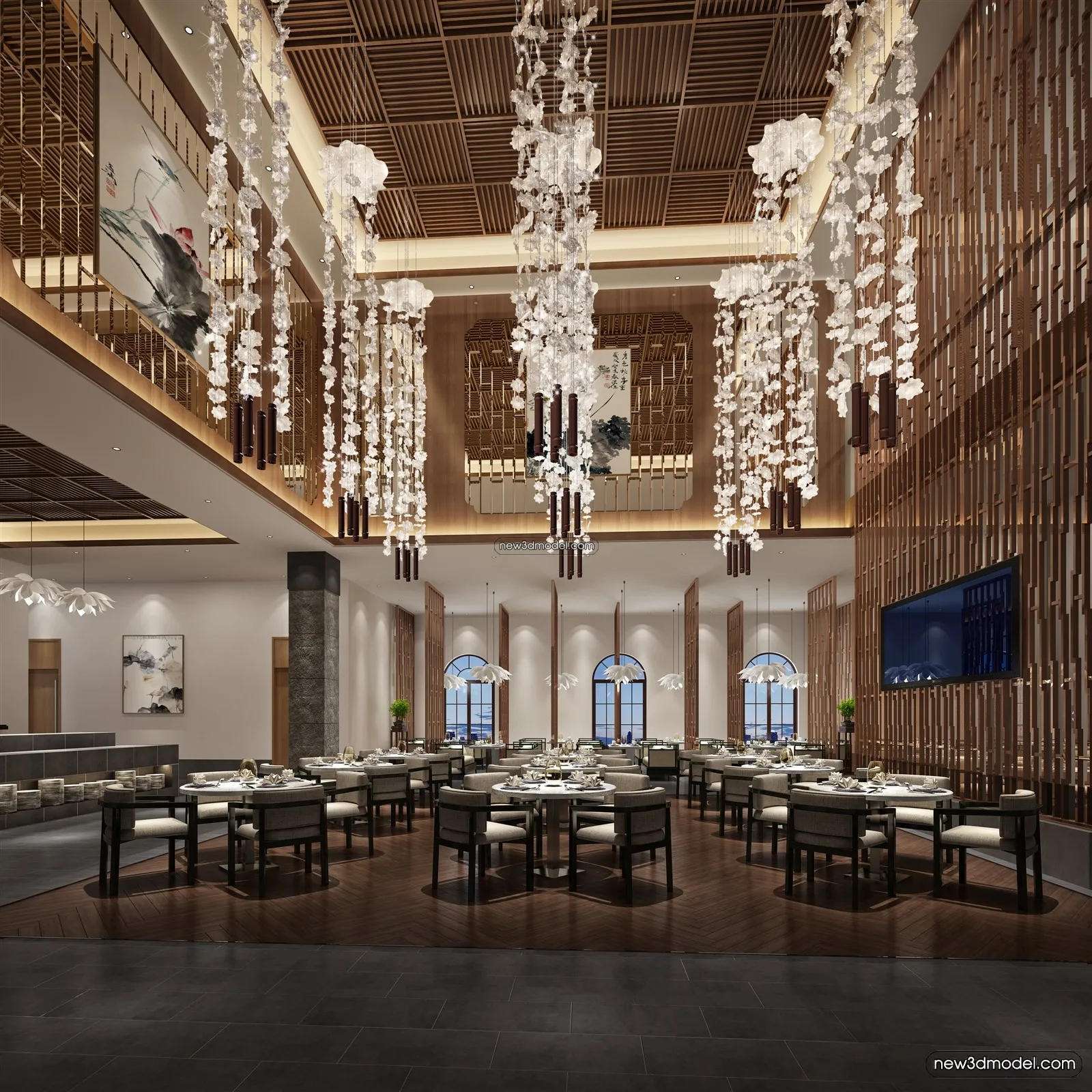 Buffet Restaurant of Hotels 3D Scenes - 3D Blocks - 004