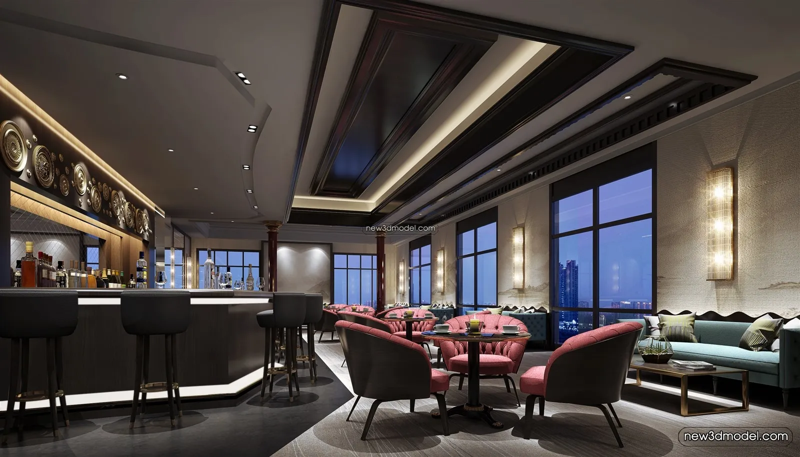 Buffet Restaurant of Hotels 3D Scenes - 3D Blocks - 009