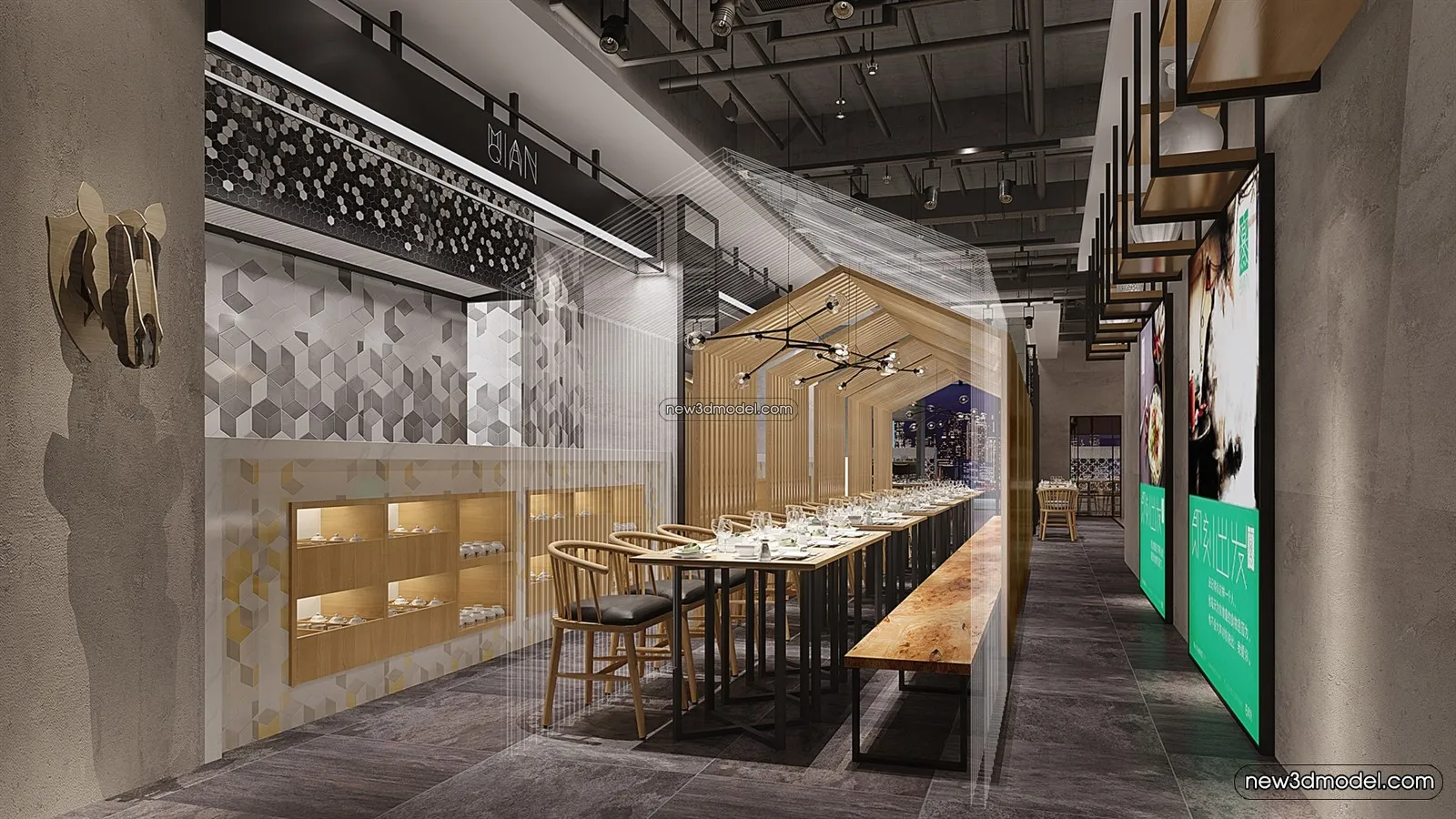 Buffet Restaurant of Hotels 3D Scenes - 3D Blocks - 010