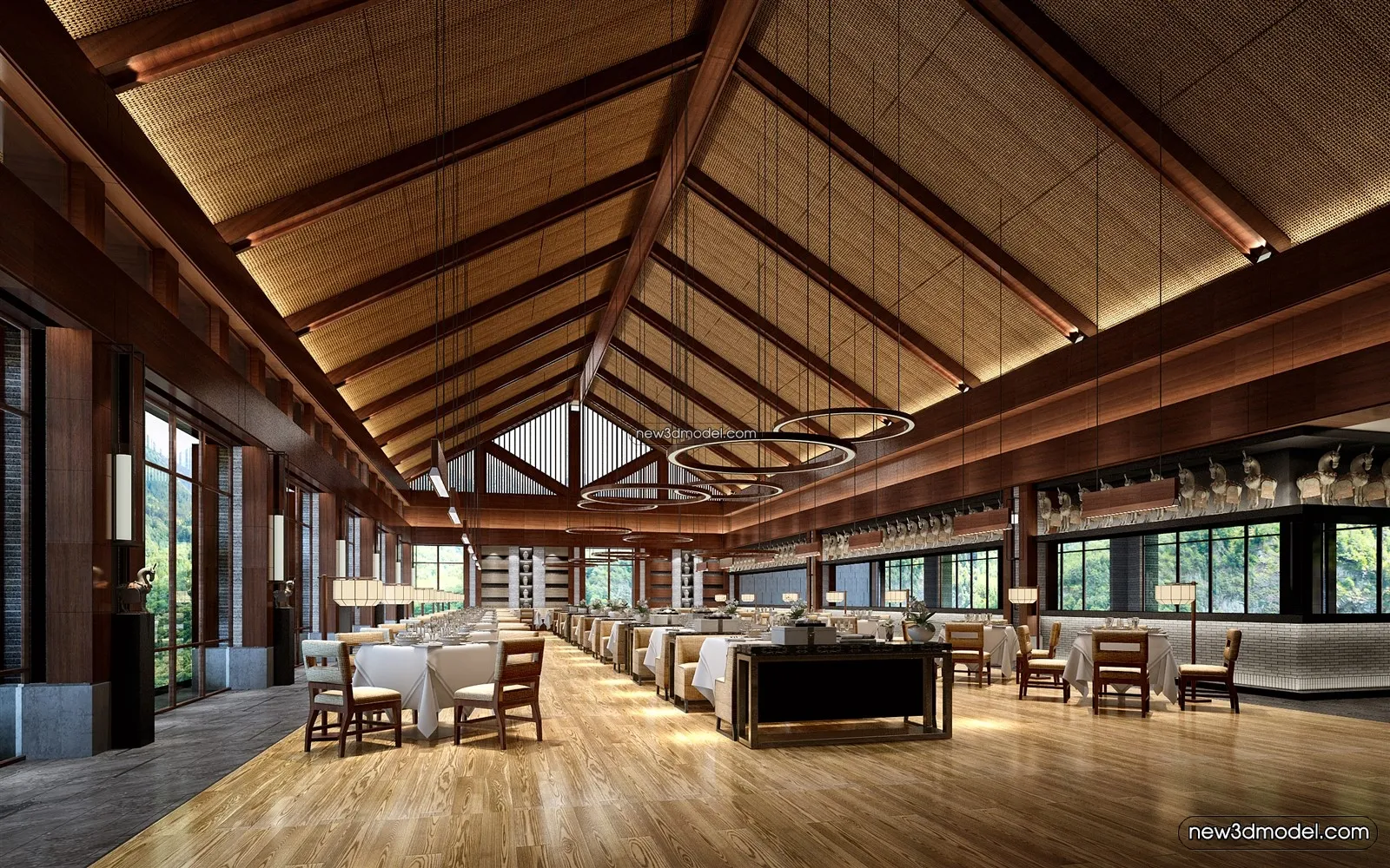 Buffet Restaurant of Hotels 3D Scenes - 3D Blocks - 011